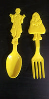 Vintage McDonald's Yellow Plastic Fork and Spoon Set Ronald McDonald 1986