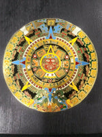 Vintage La Piedra Del Sol O Calendario Azteca Mexican Wall Plaque Metal and Wood