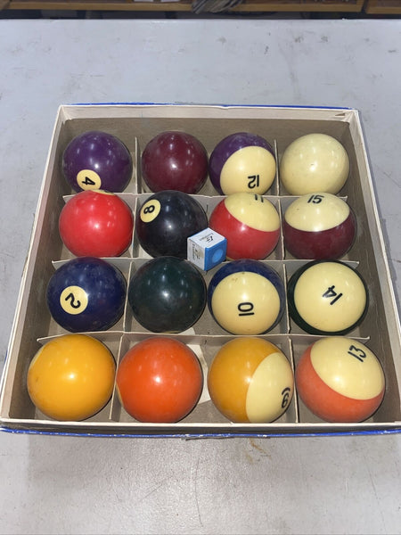 Vintage Supreme Hyatt Lifetimer Pocket Billiard Balls - Used Set of 16 in Box
