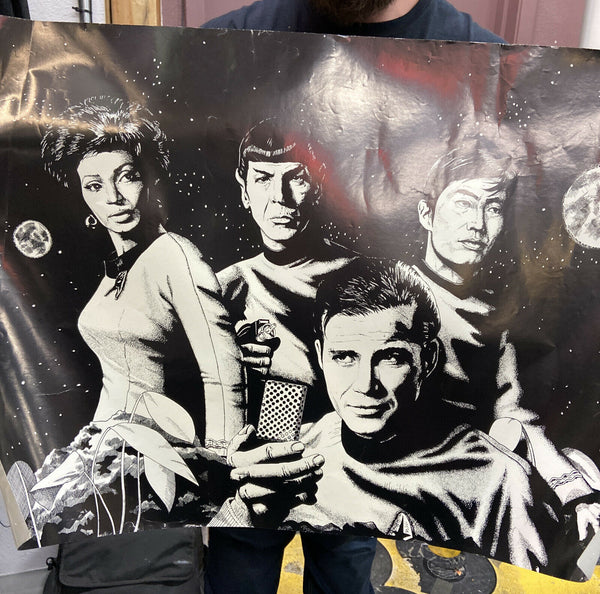 Star Trek Art Poster, Black and White by F. Boichot 1976 (19 x 28) Ultra Rare
